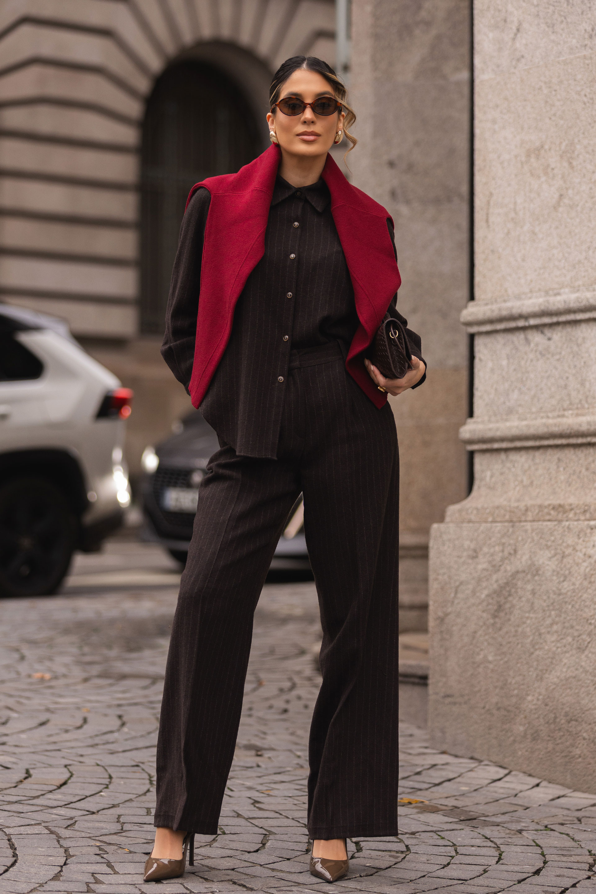 Pantalon en flanelle à fines rayures