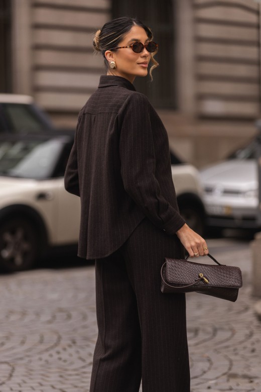 Robe-chemise en flanelle à fines rayures Robe-chemise en flanelle à fines rayures