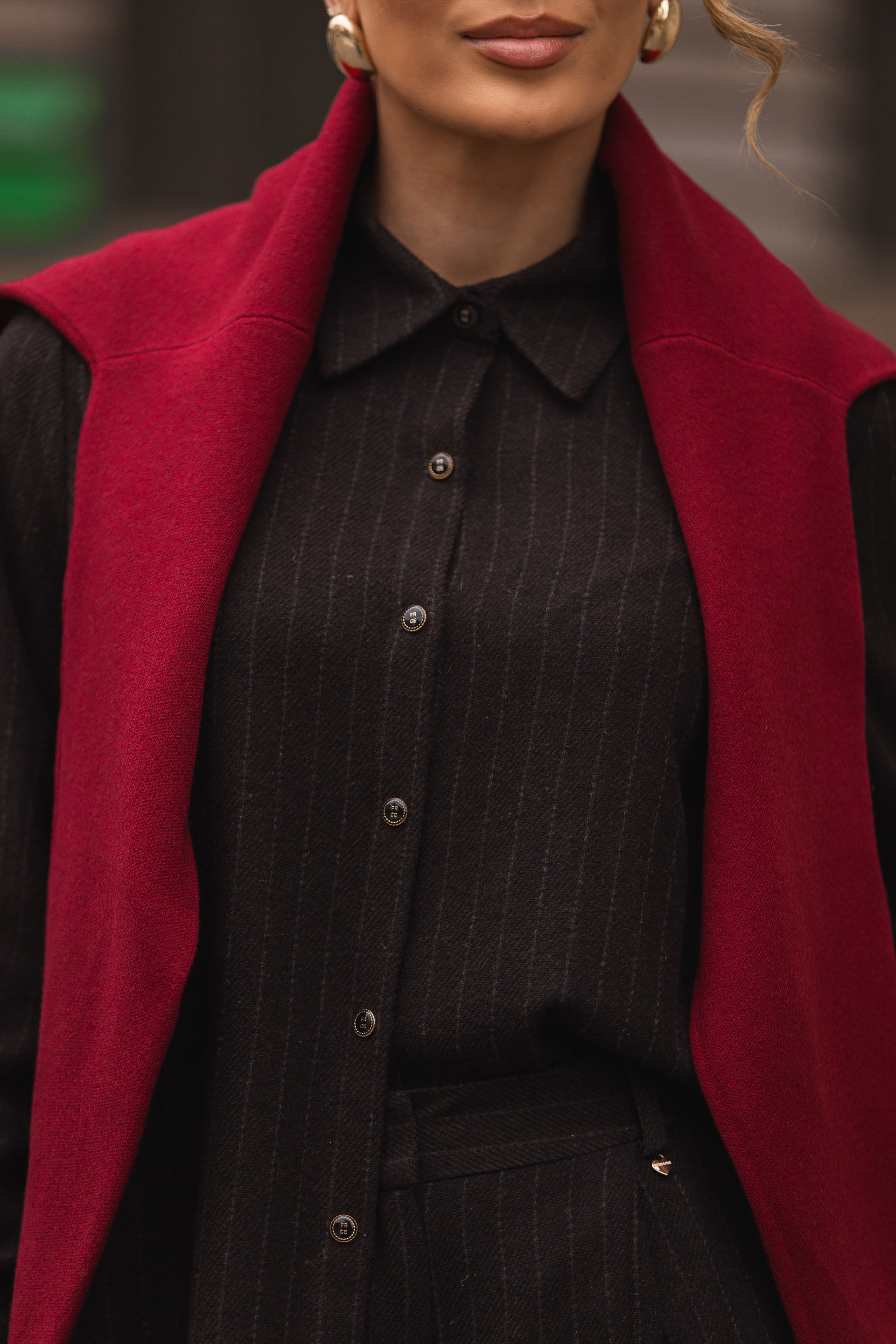 Robe-chemise en flanelle à fines rayures