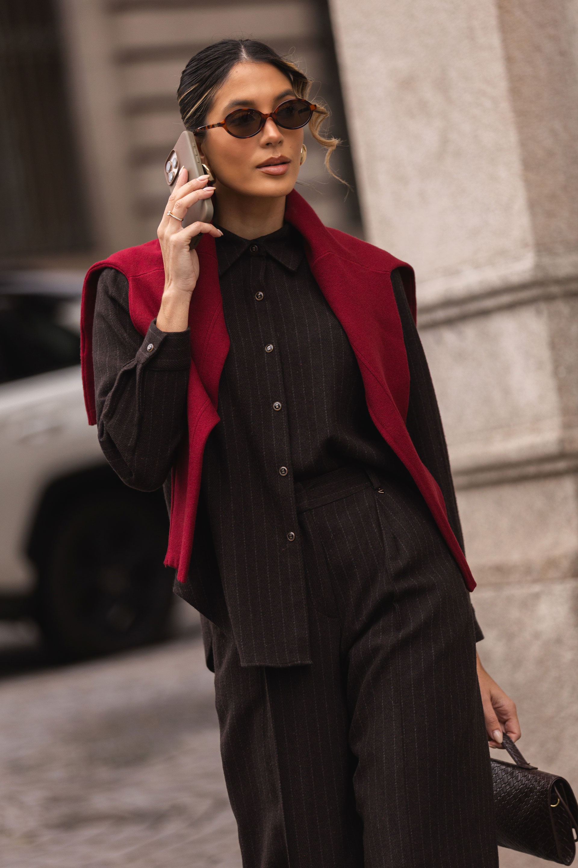 Robe-chemise en flanelle à fines rayures