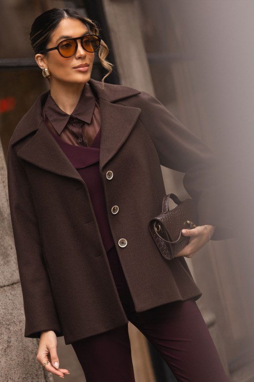 Manteau court vas en laine mlange