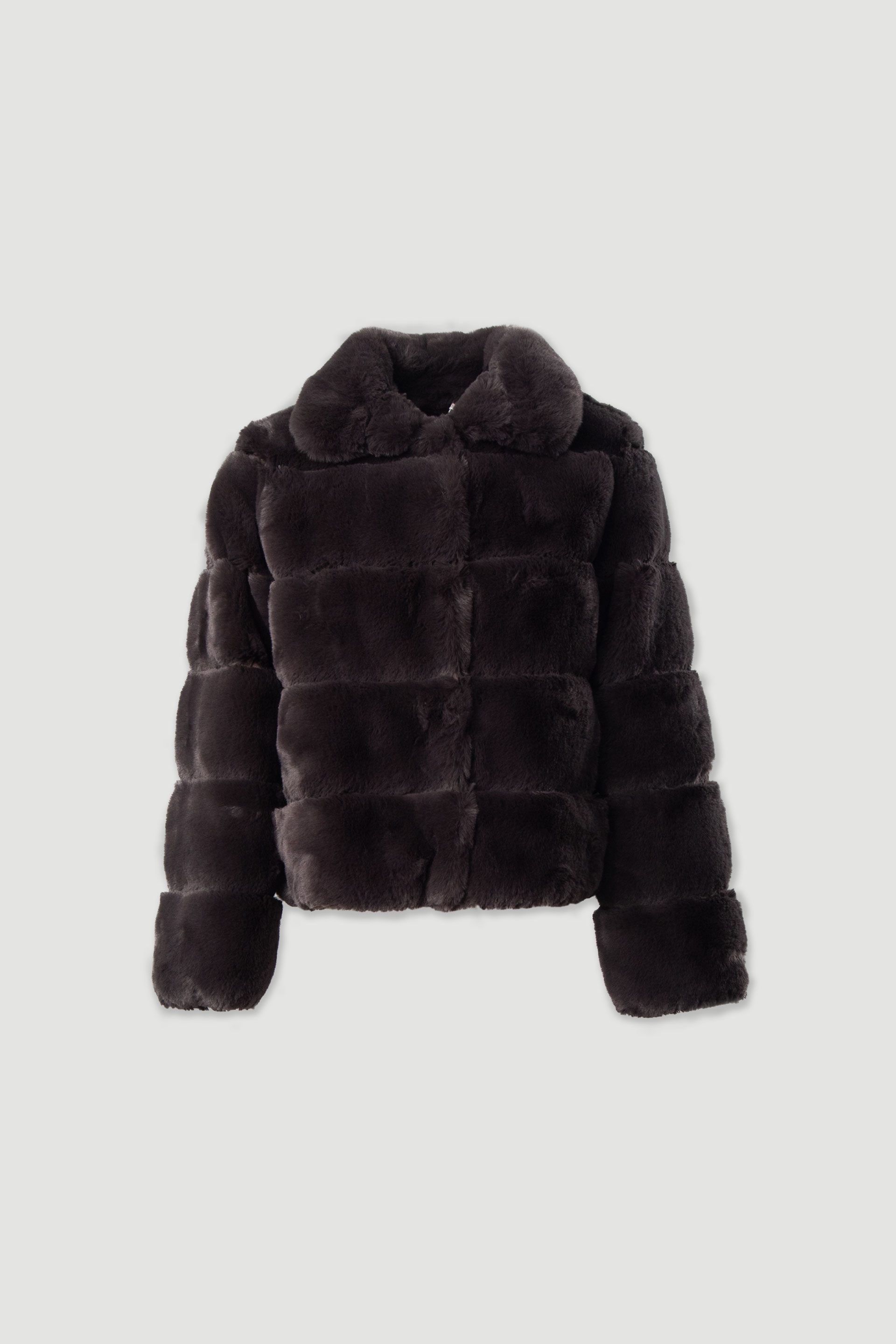 Casaco de pêlo com efeito canelado largo