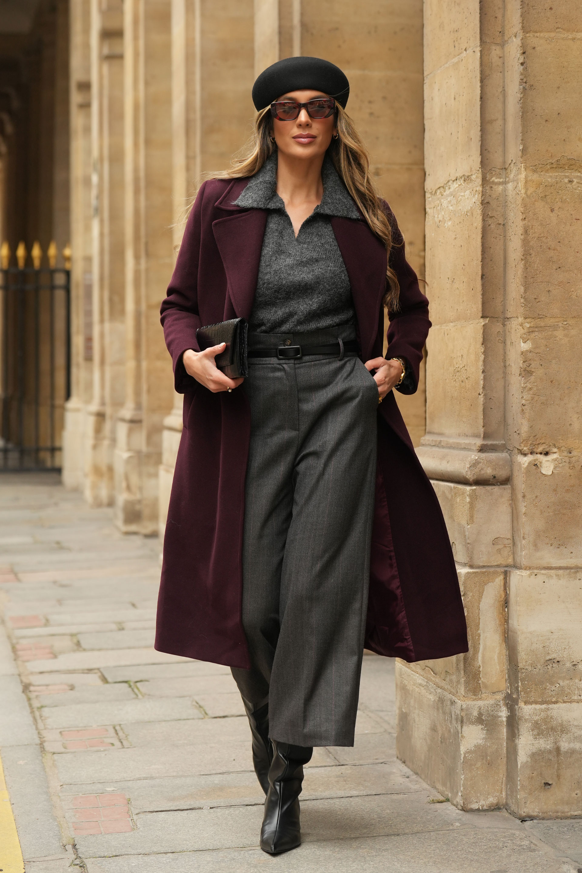 Manteau en drap avec ceinture