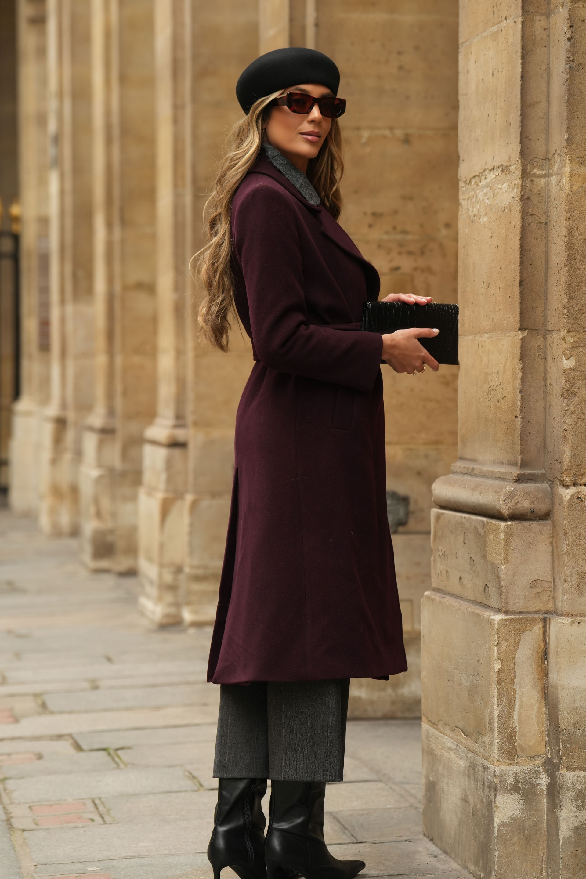 Manteau en drap avec ceinture