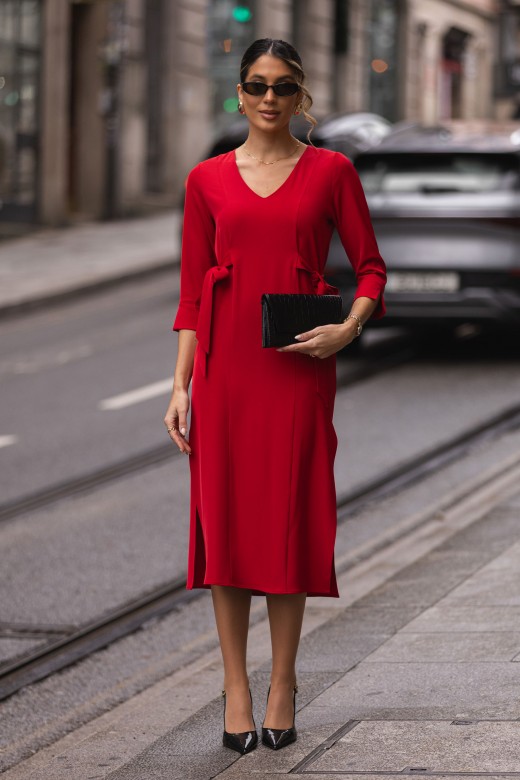 Flowy midi dress with side ties Flowy midi dress with side ties