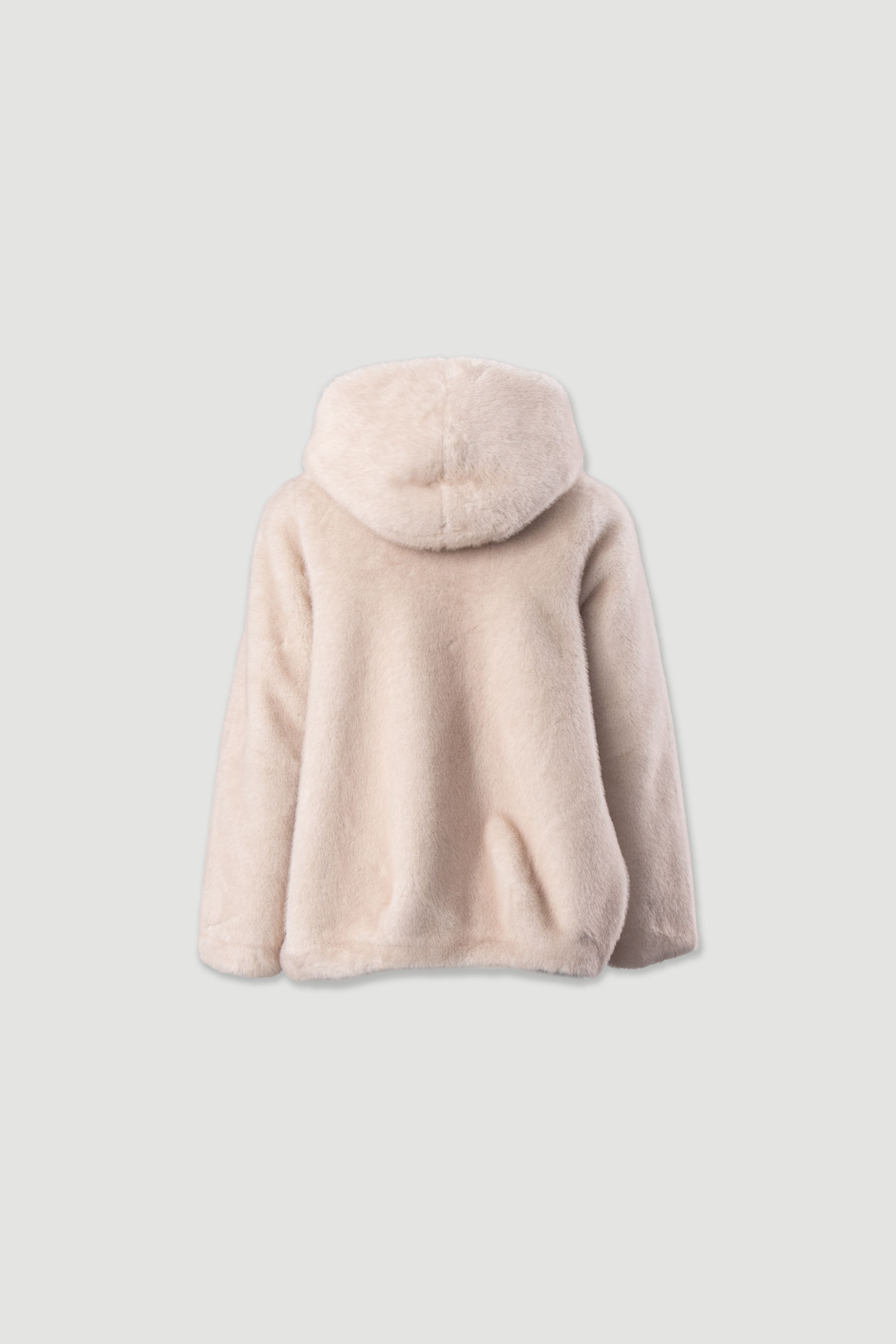 Short faux fur coat with hood