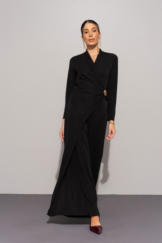 Wrap jumpsuit with gold detail Wrap jumpsuit with gold detail