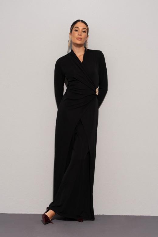 Wrap jumpsuit with gold detail Wrap jumpsuit with gold detail