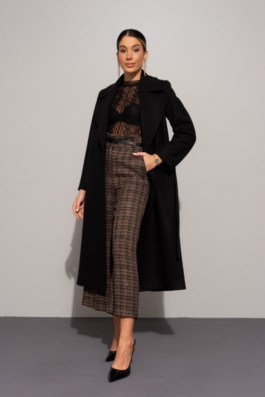 Abrigo largo de paño con cinturón Abrigo largo de paño con cinturón