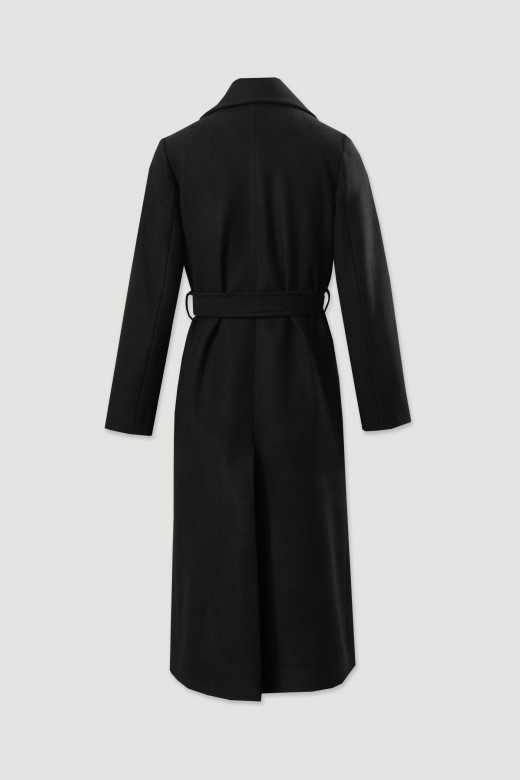 Abrigo largo de paño con cinturón Abrigo largo de paño con cinturón