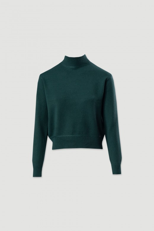 Jersey de punto con cuello alto acanalado Jersey de punto con cuello alto acanalado