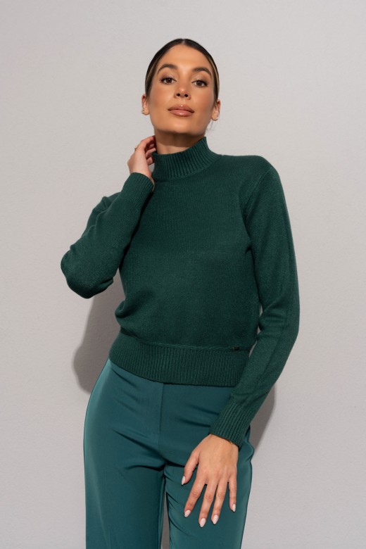 Jersey de punto con cuello alto acanalado Jersey de punto con cuello alto acanalado