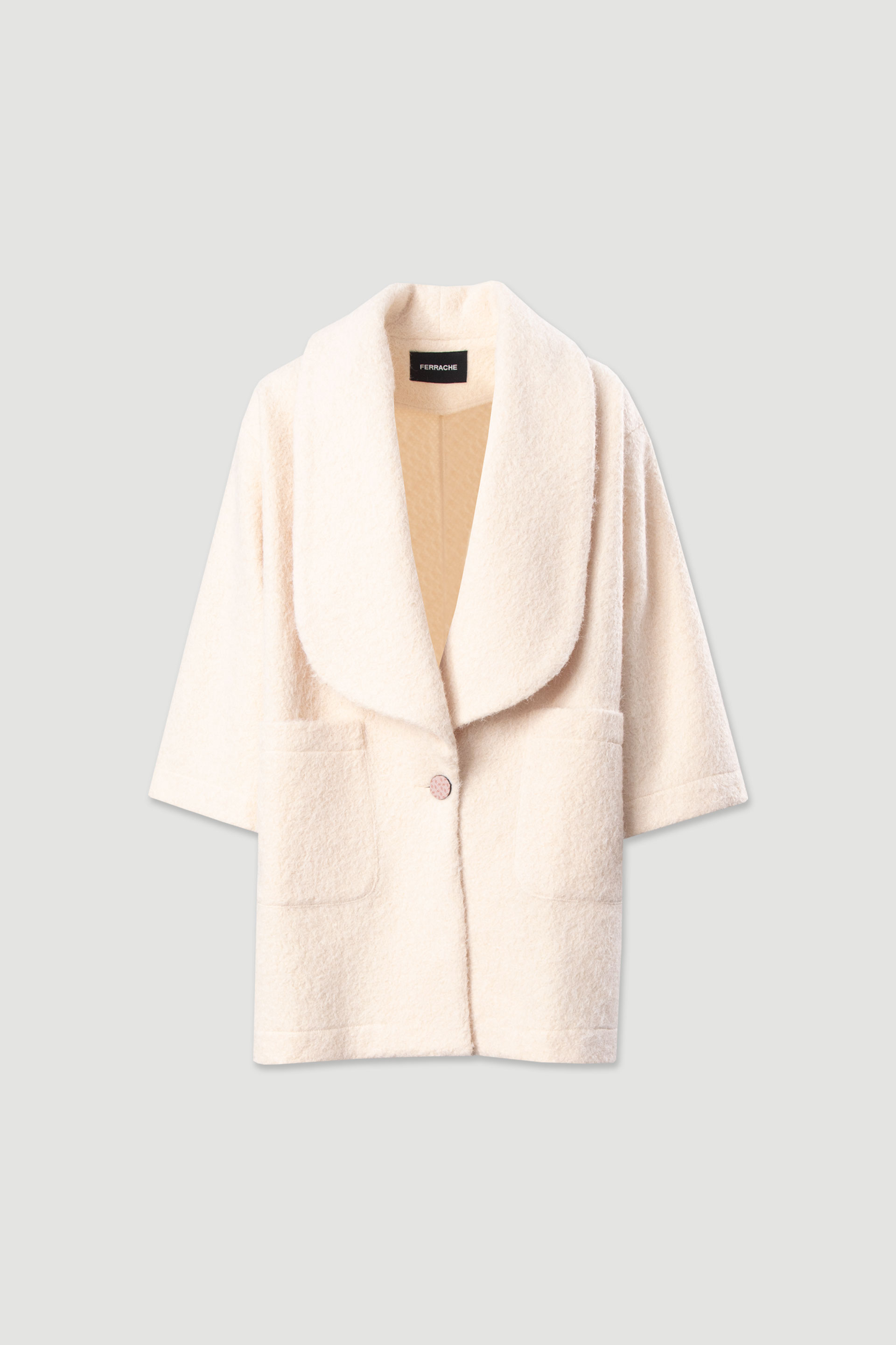 Short faux-fur coat with wide collar