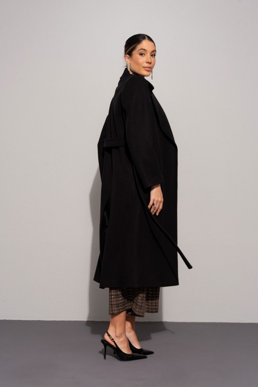 Abrigo largo de paño con cinturón Abrigo largo de paño con cinturón