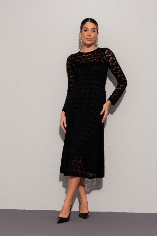 Vestido midi em renda Vestido midi em renda