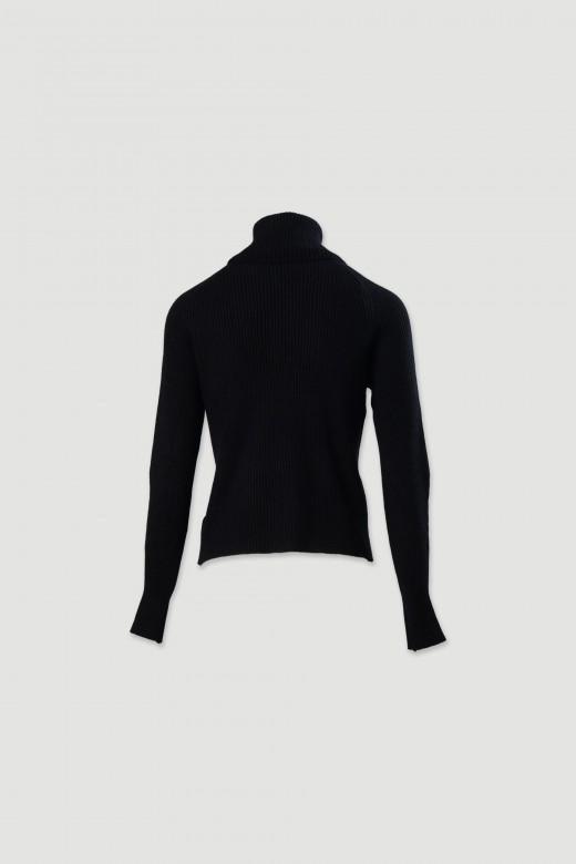 Ribbed knit sweater with high neck Ribbed knit sweater with high neck