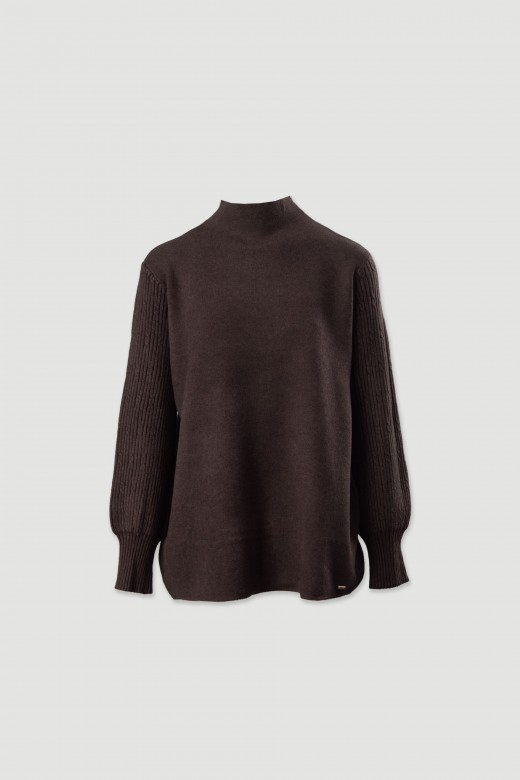 Knit tunic with ribbed sleeves Knit tunic with ribbed sleeves