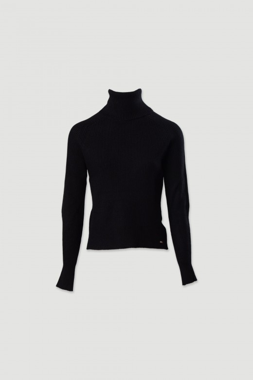 Ribbed knit sweater with high neck Ribbed knit sweater with high neck