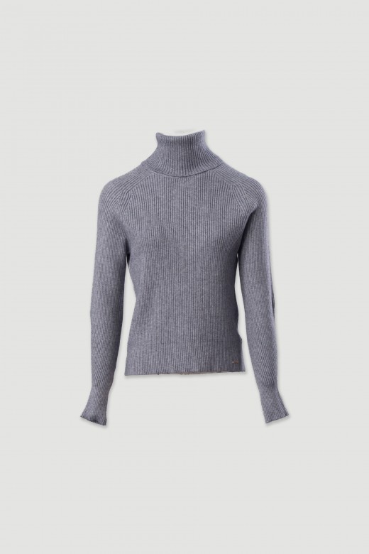Ribbed knit sweater with high neck Ribbed knit sweater with high neck