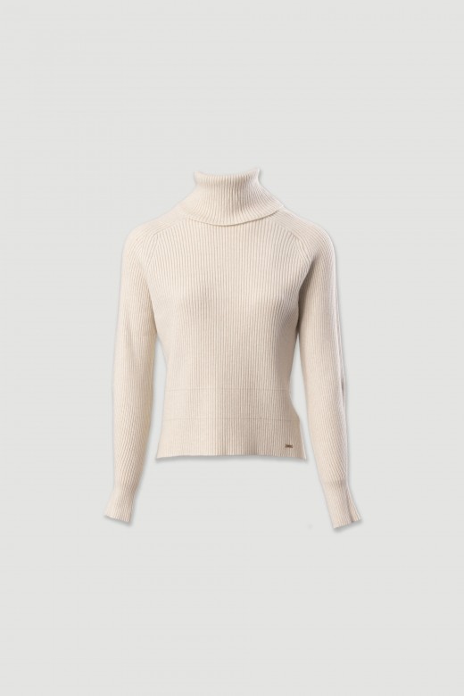 Ribbed knit sweater with high neck Ribbed knit sweater with high neck