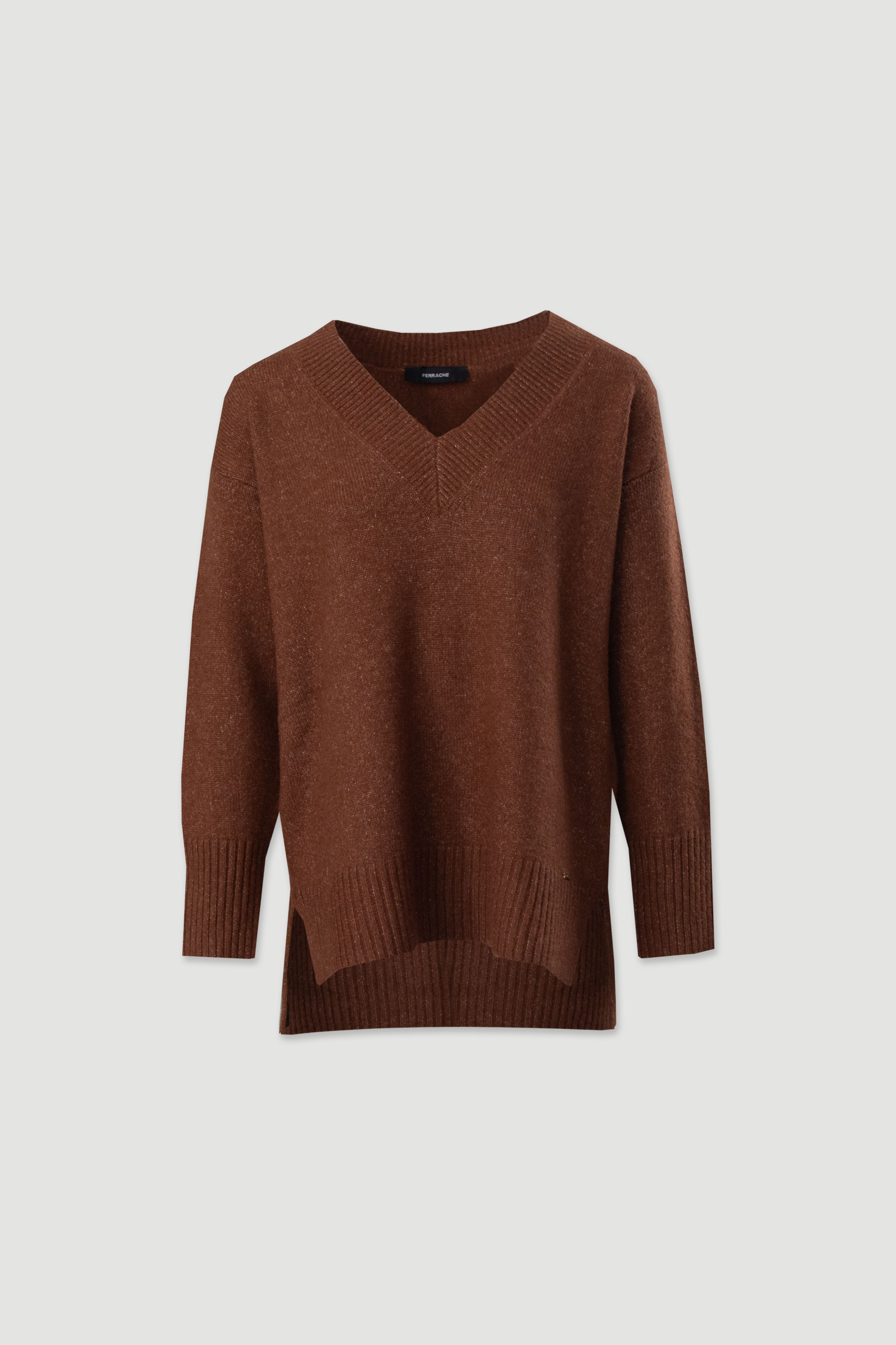 Camisola de malha com decote em v