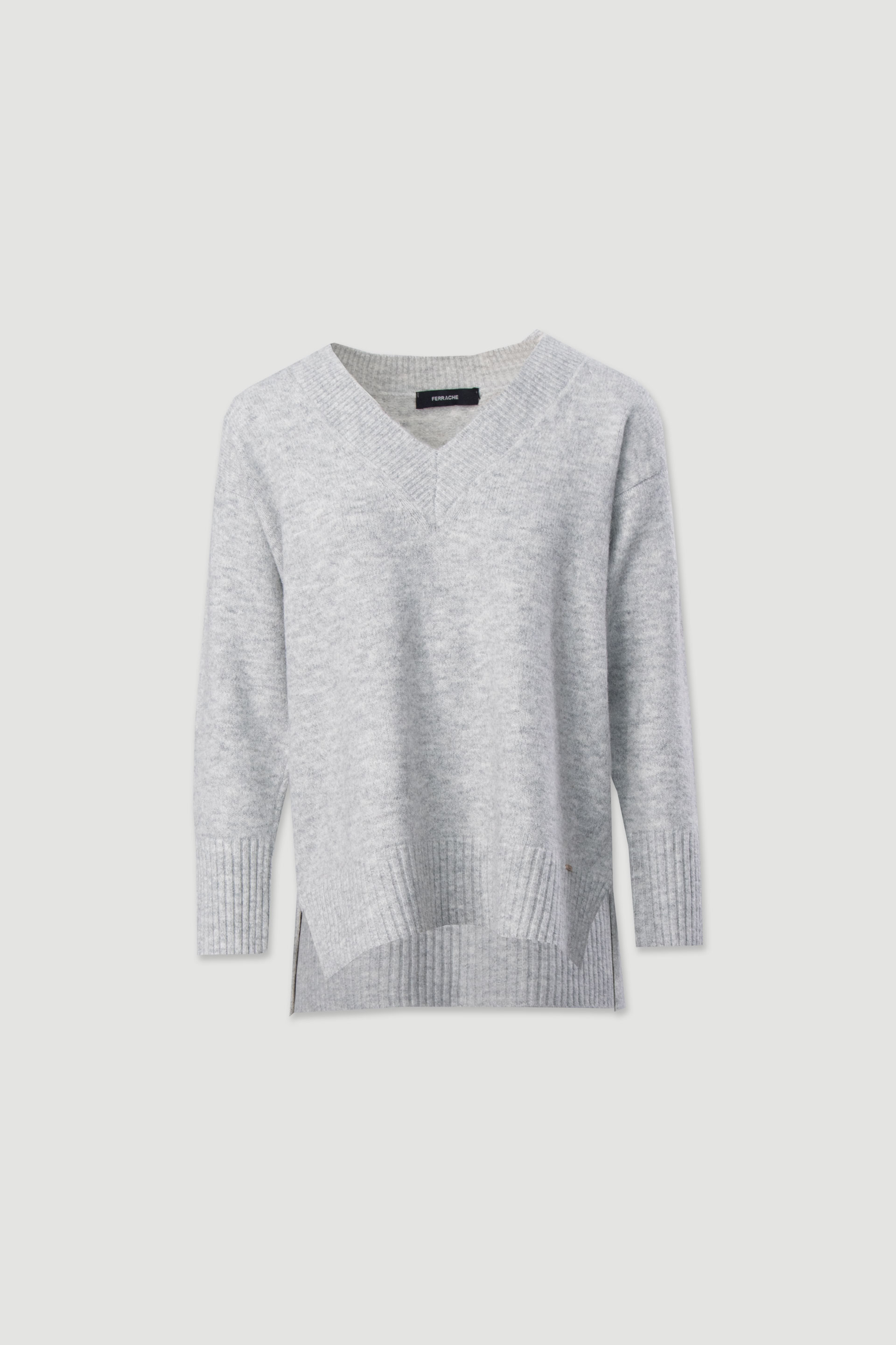 Knit sweater with v-neckline
