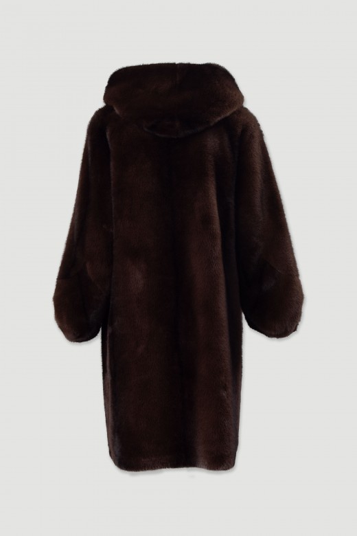 Casaco de pêlo comprido com capuz Casaco de pêlo comprido com capuz