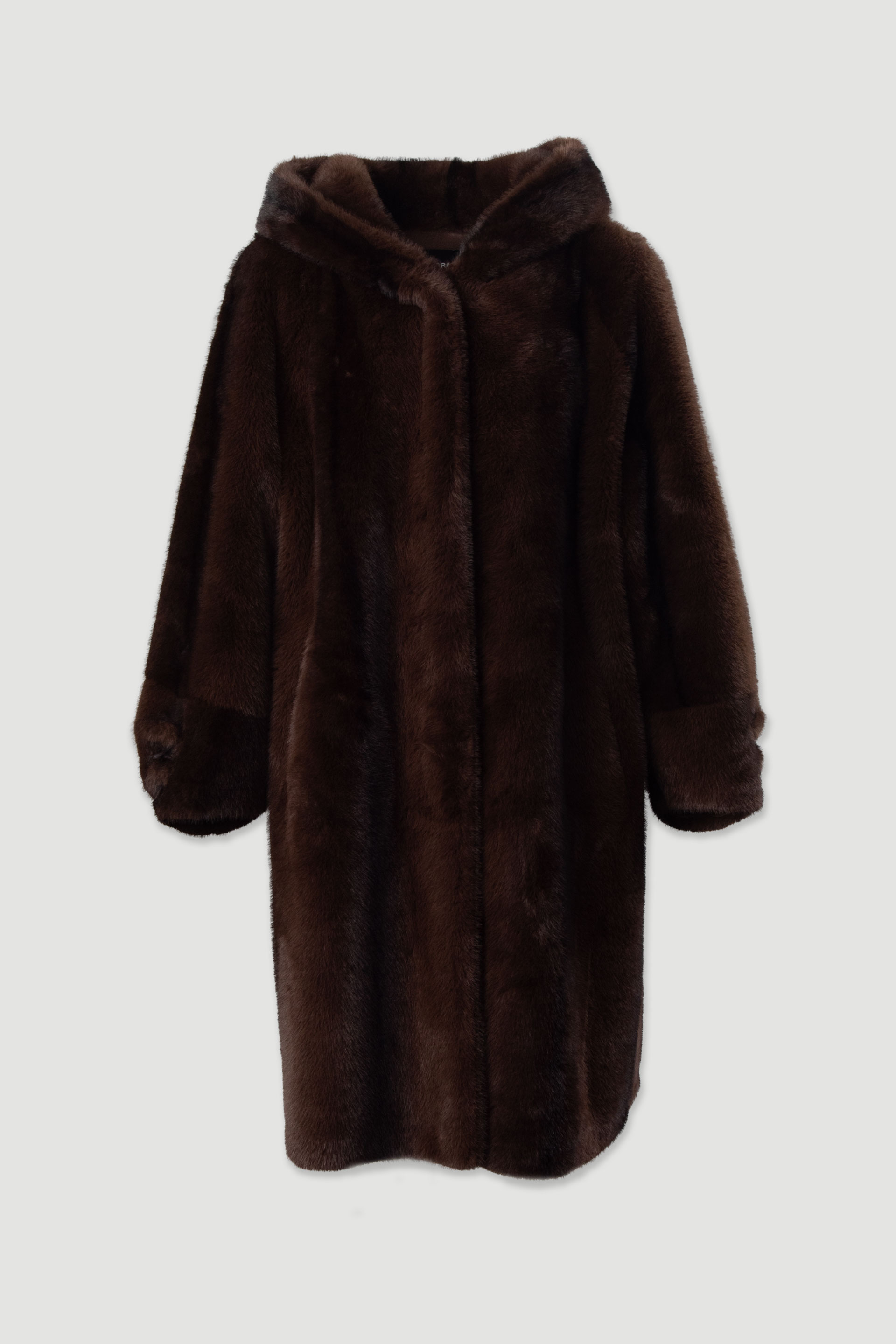 Casaco de pêlo comprido com capuz