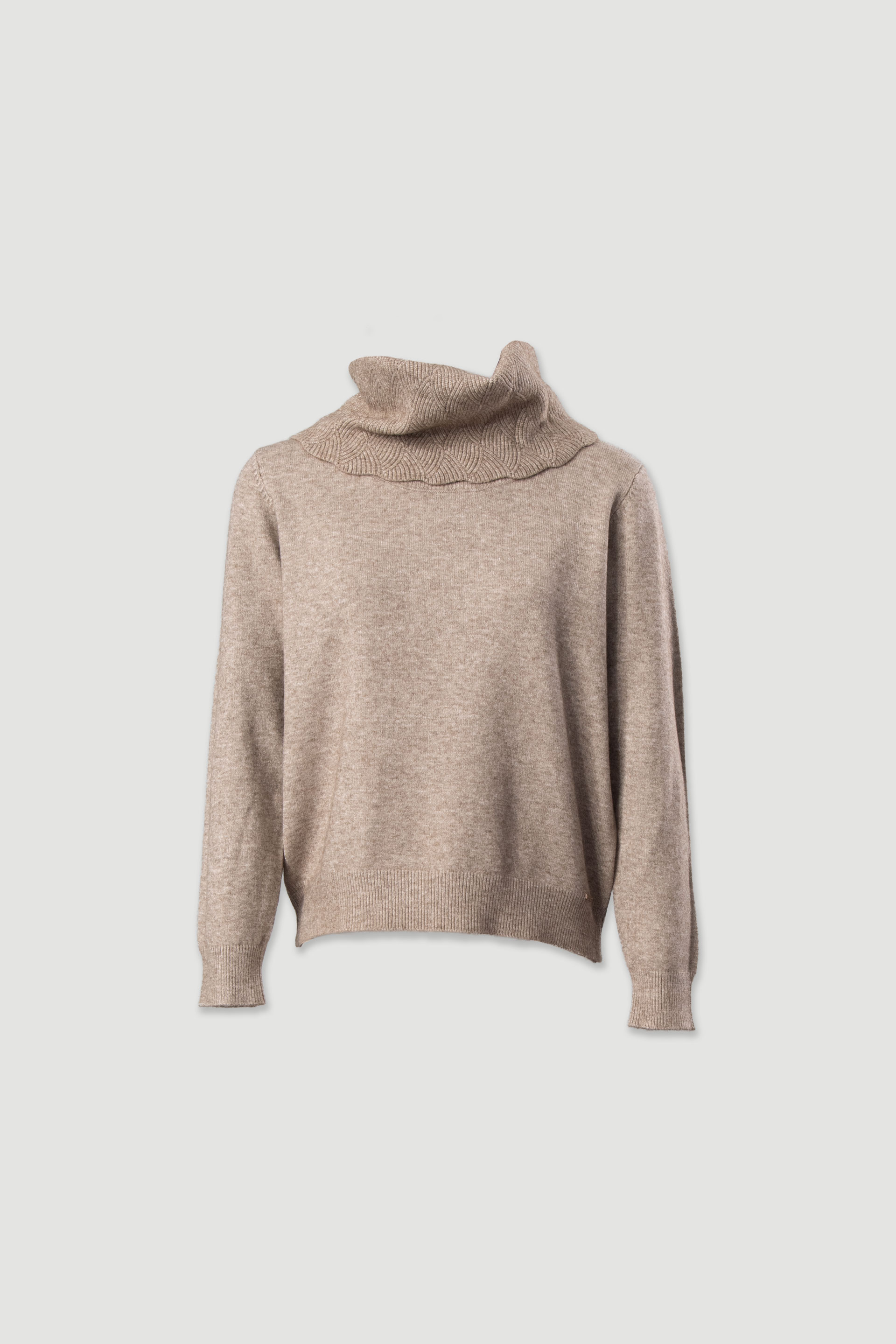 Knit sweater with structured turtleneck