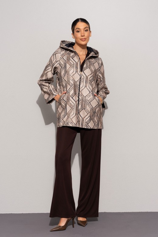 Hooded coat with geometric pattern Hooded coat with geometric pattern