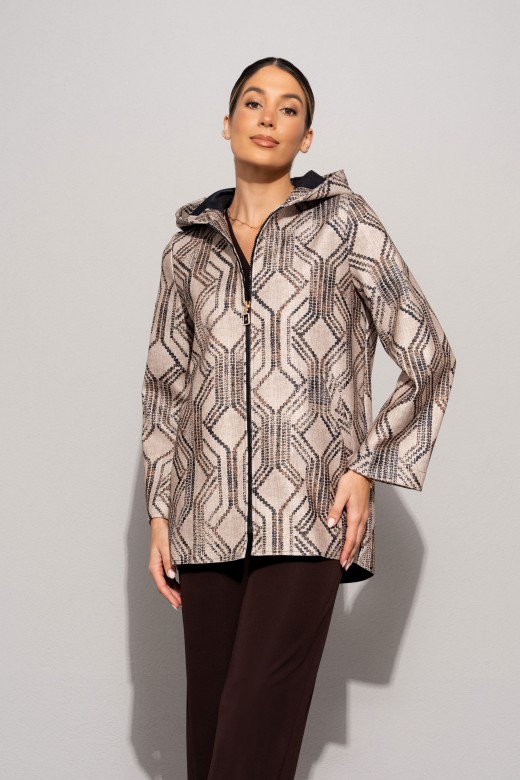 Hooded coat with geometric pattern Hooded coat with geometric pattern