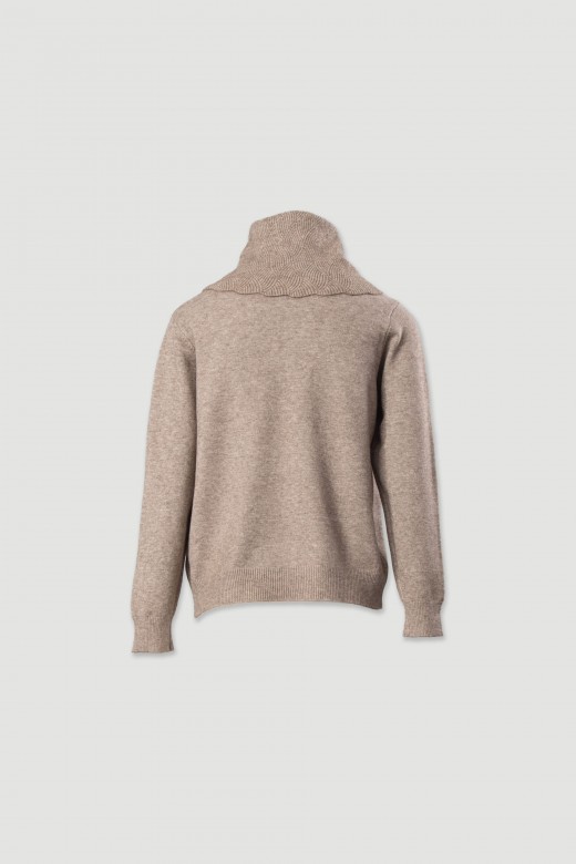 Knit sweater with structured turtleneck