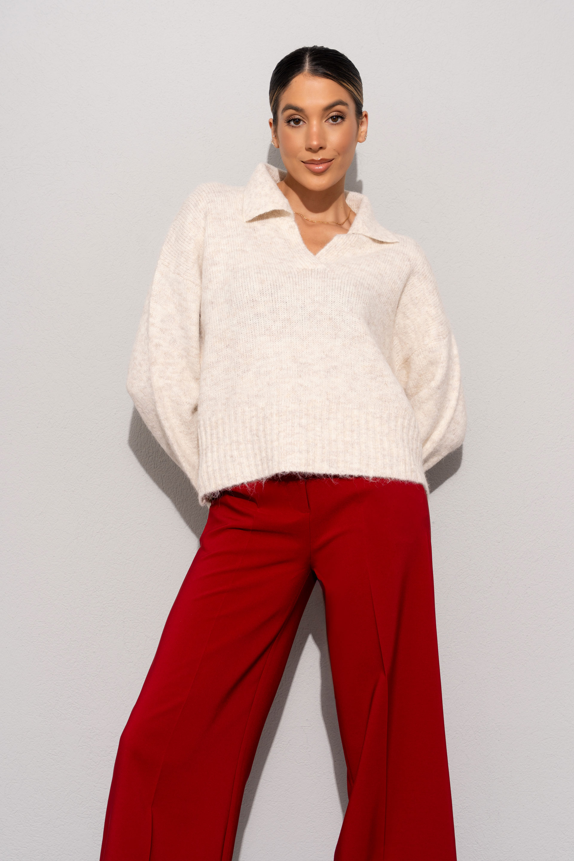 Wool-blend knit polo