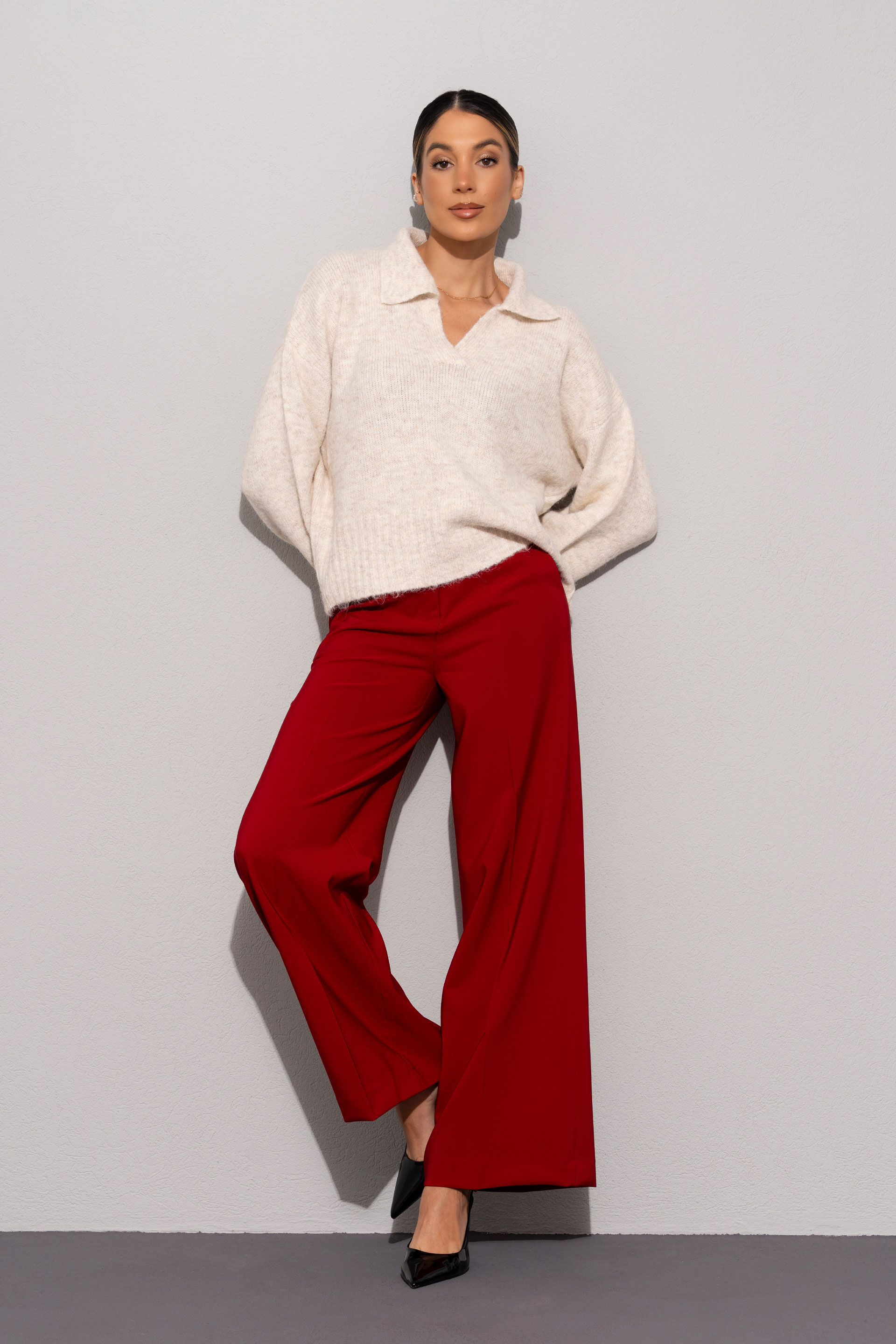 Wool-blend knit polo