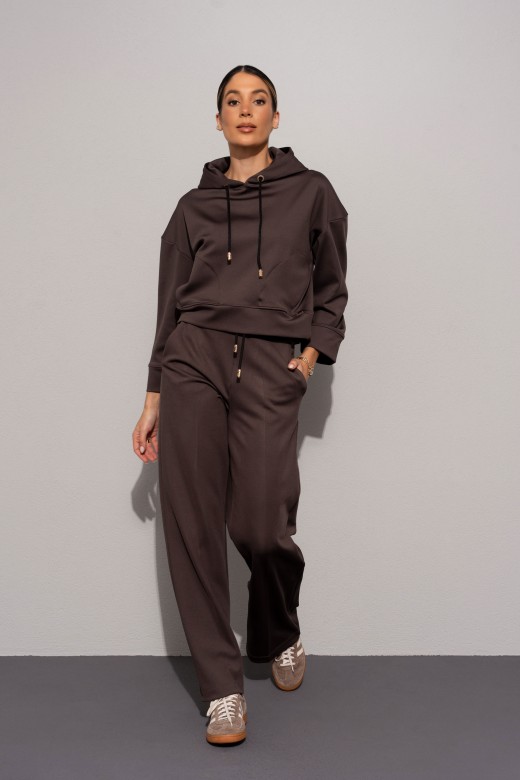 Calça wide leg com cordão ajustável Calça wide leg com cordão ajustável