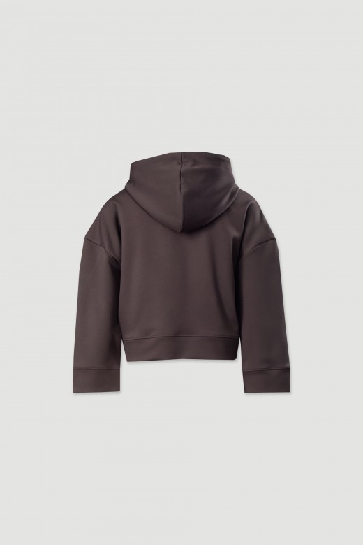 Cropped hoodie with metal cord ends Cropped hoodie with metal cord ends