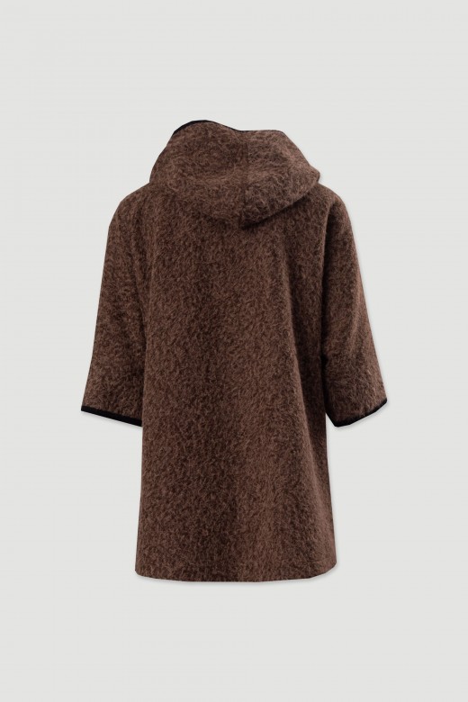 Bouclé knit coat with hood Bouclé knit coat with hood