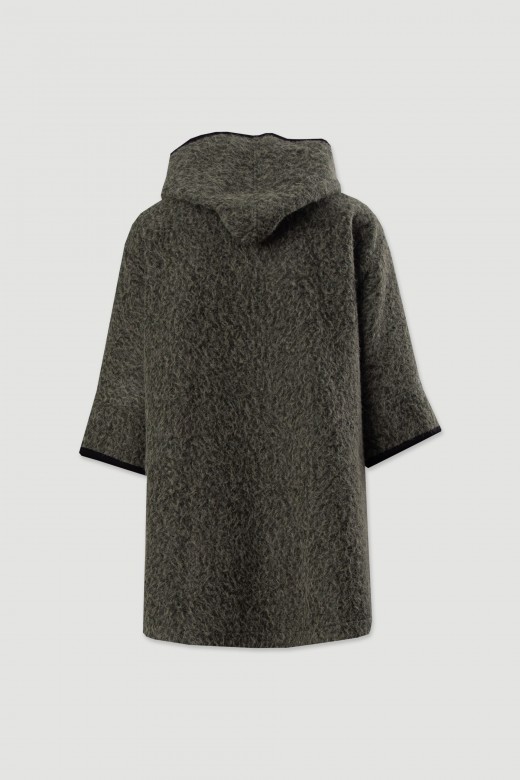 Boucl knit coat with hood