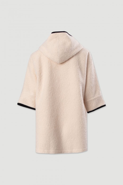 Boucl knit coat with hood