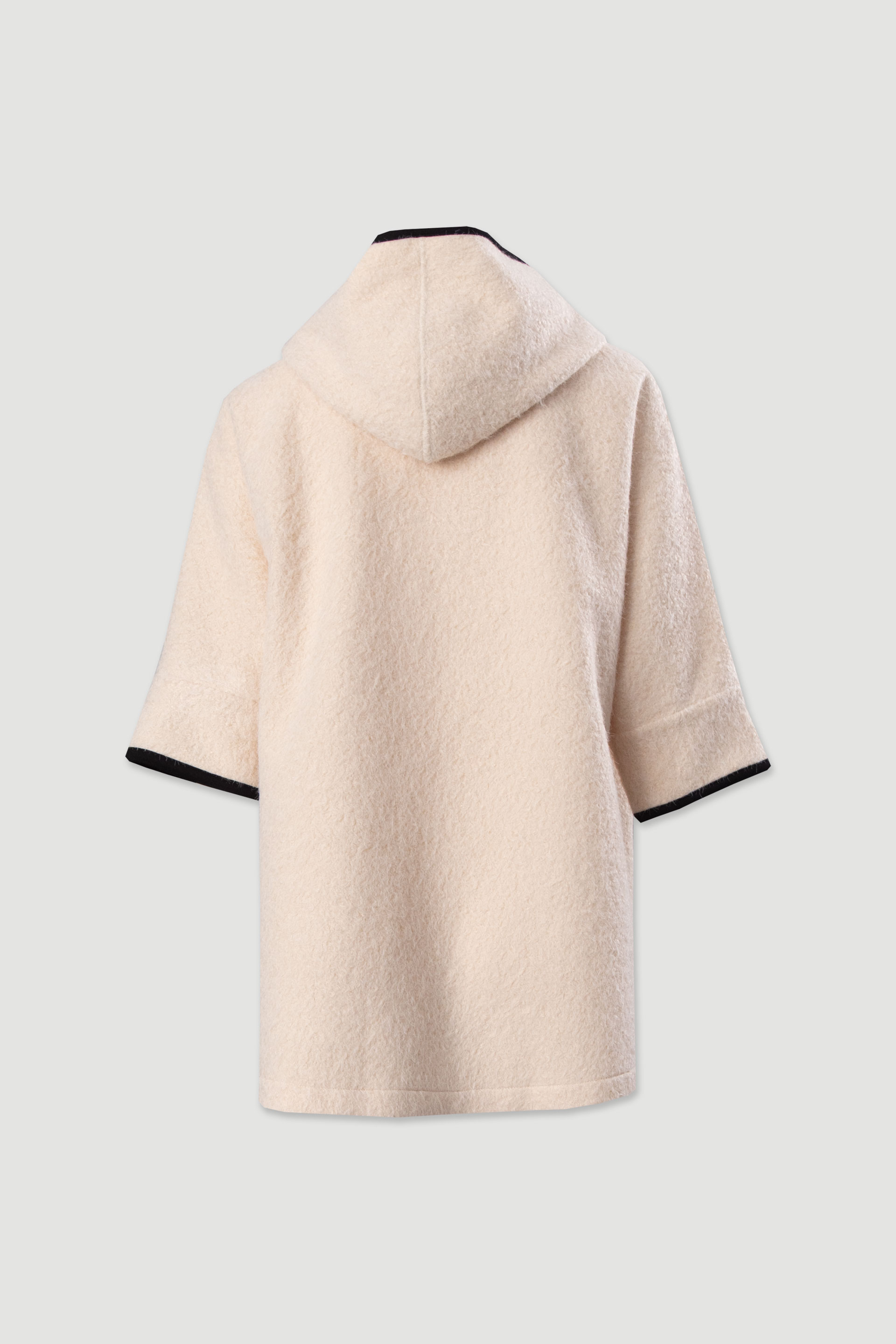 Bouclé knit coat with hood