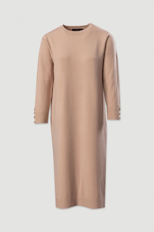 Midi knit dress with side slits