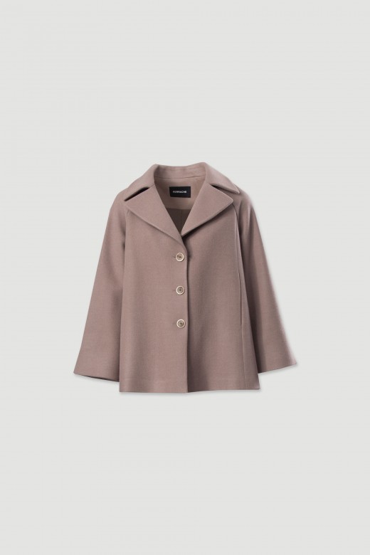Short flared wool-blend coat