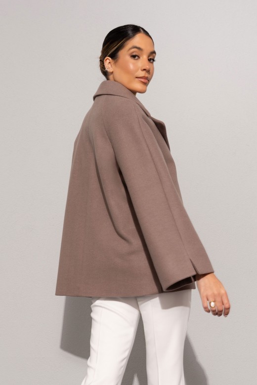 Short flared wool-blend coat
