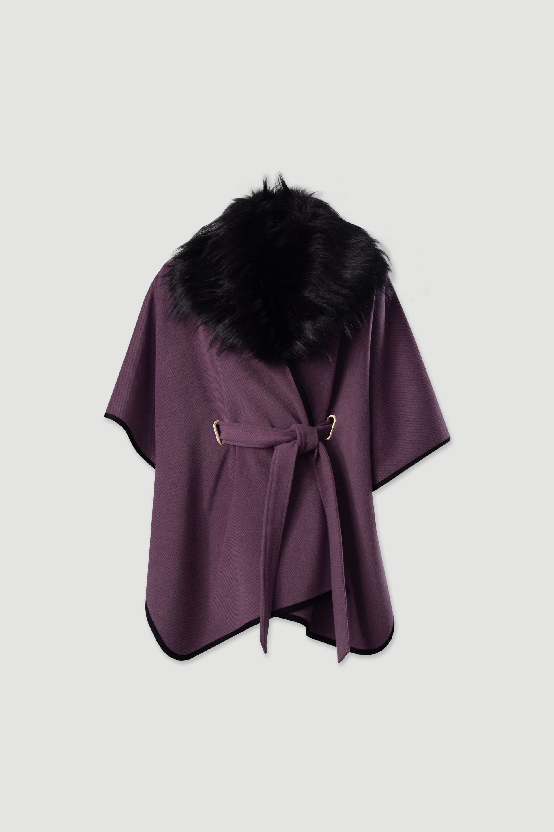 Cape with faux fur collar