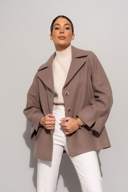 Short flared wool-blend coat