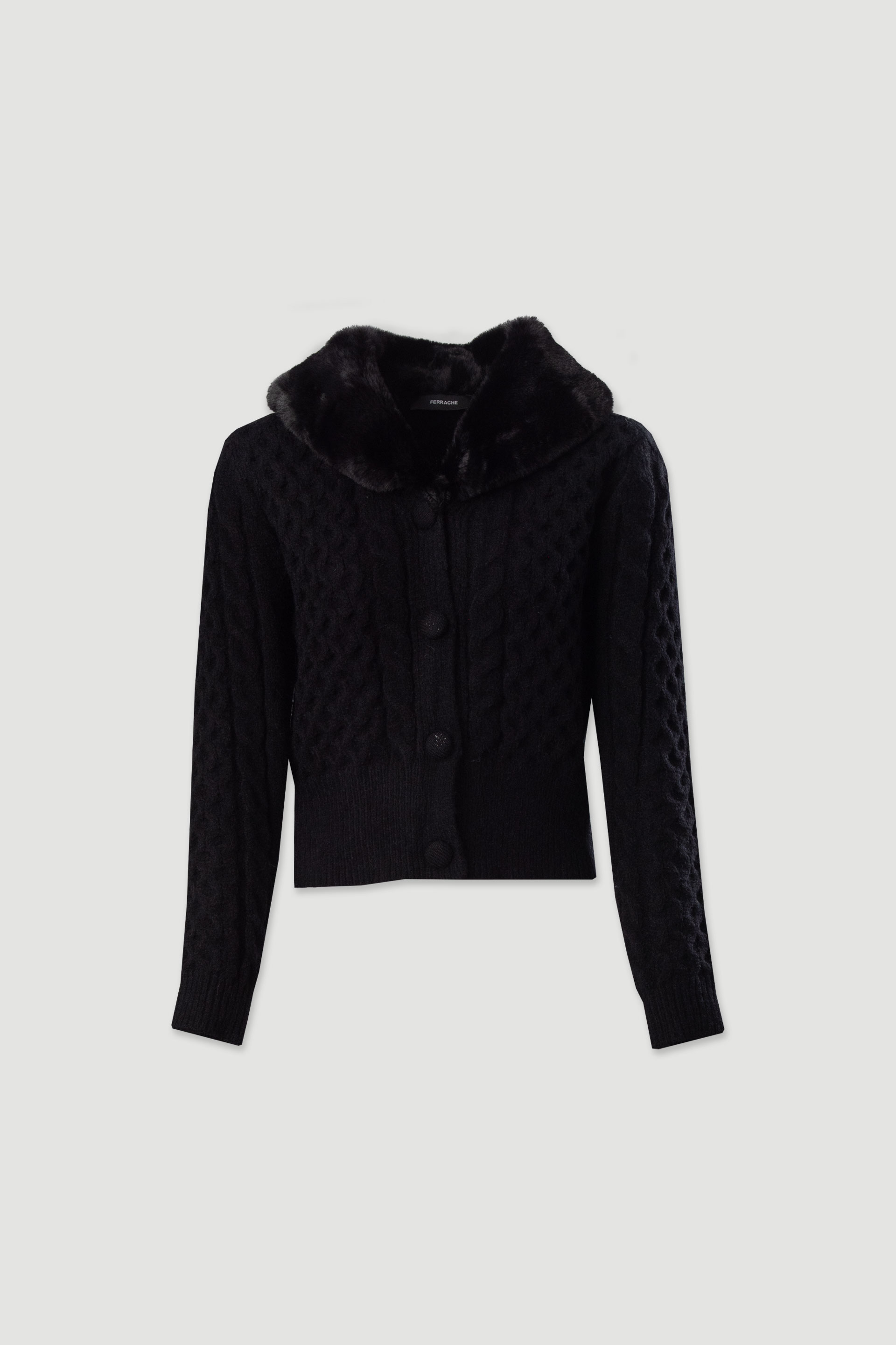 Knit jacket with faux fur collarknit jacket with faux fur collar