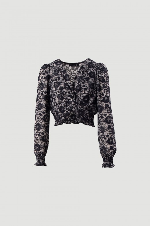 Top with floral detail and front knot
