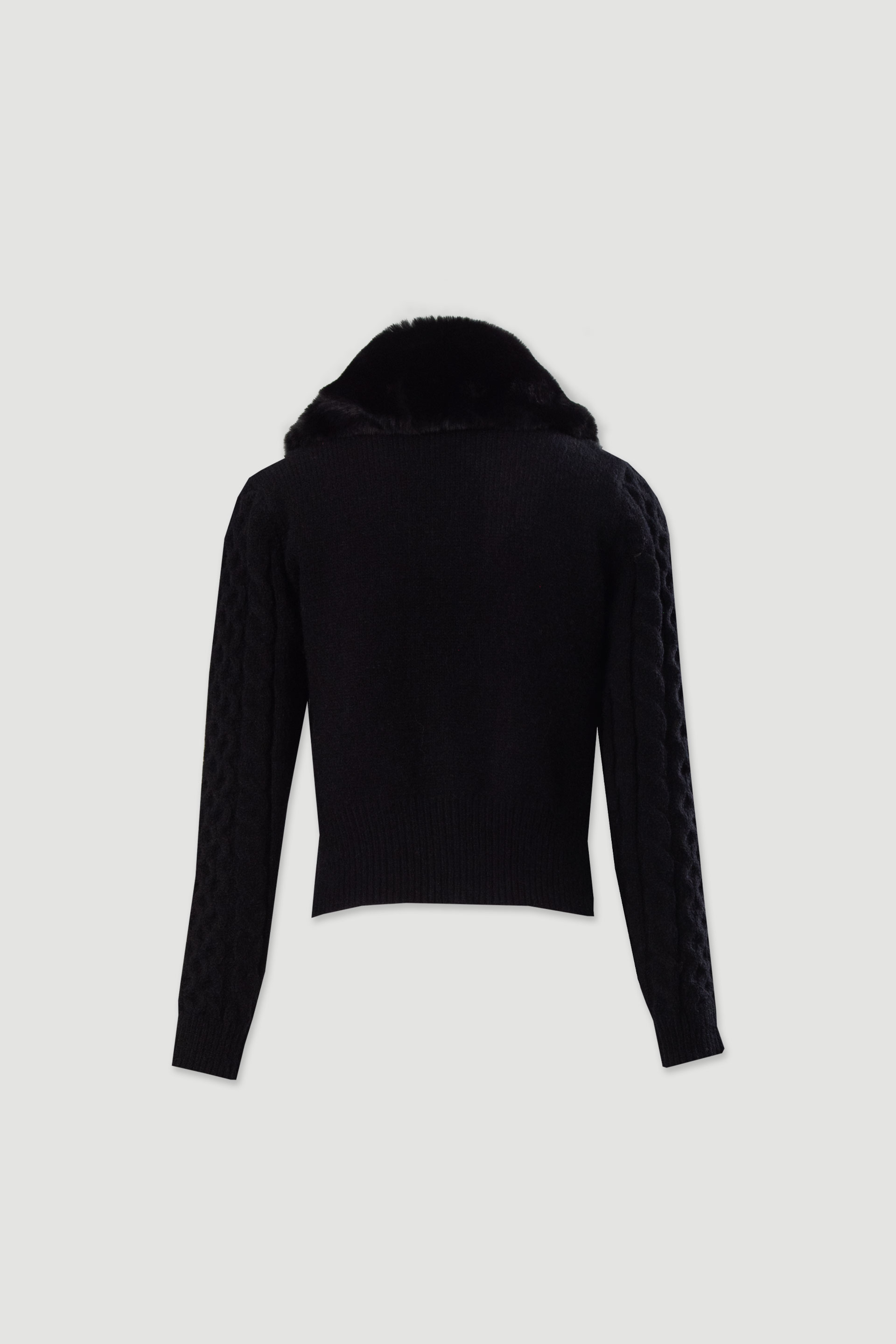 Knit jacket with faux fur collarknit jacket with faux fur collar