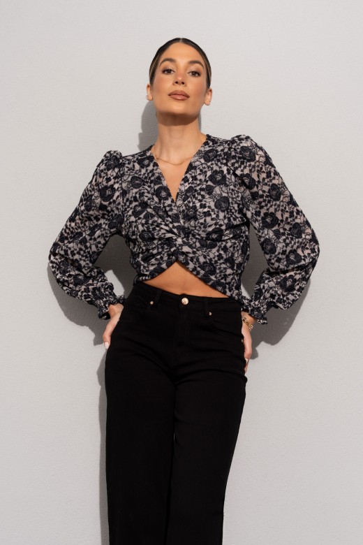 Top with floral detail and front knot