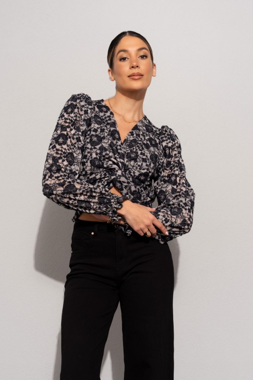 Top with floral detail and front knot
